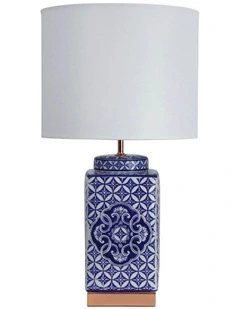 Xian Patterned Ceramic Table Lamp in Blue