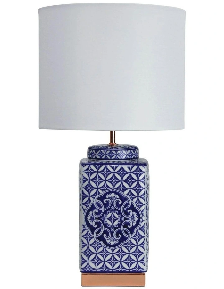 Xian Patterned Ceramic Table Lamp in Blue image 1
