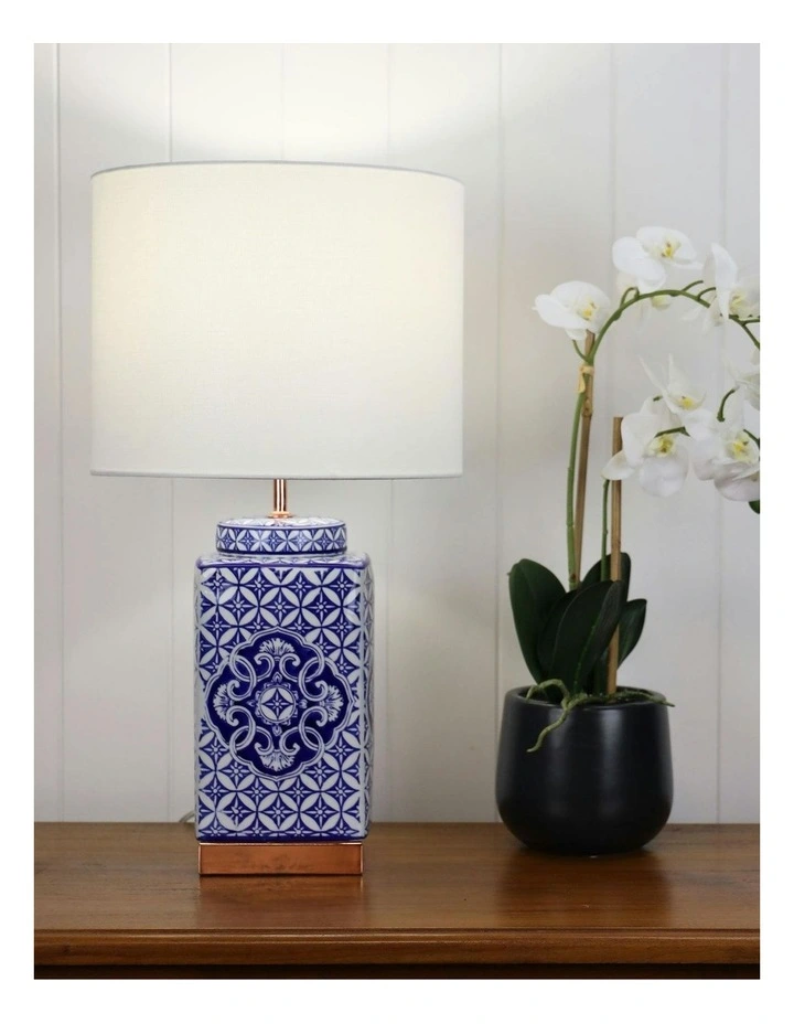 Xian Patterned Ceramic Table Lamp in Blue image 3