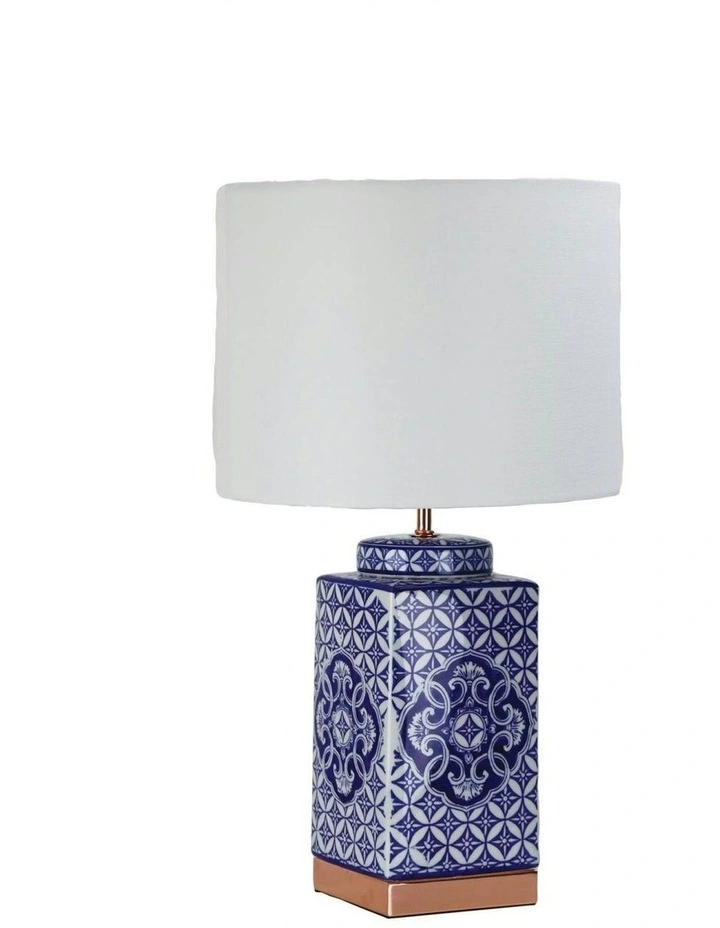Xian Patterned Ceramic Table Lamp in Blue image 4