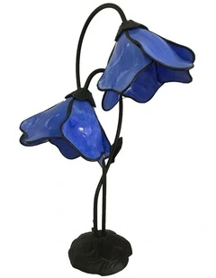 Twin Lotus Lamp in Blue