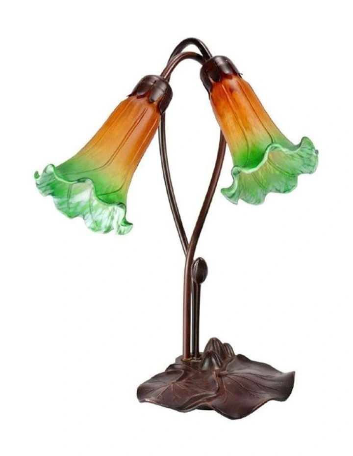 Twin Lily Lamp Amber Green image 1