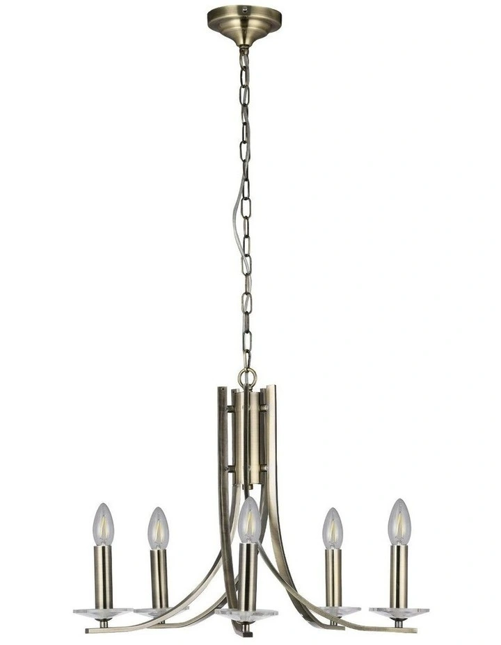 Corrine 5 Light Chandelier Light in Antique Brass image 1