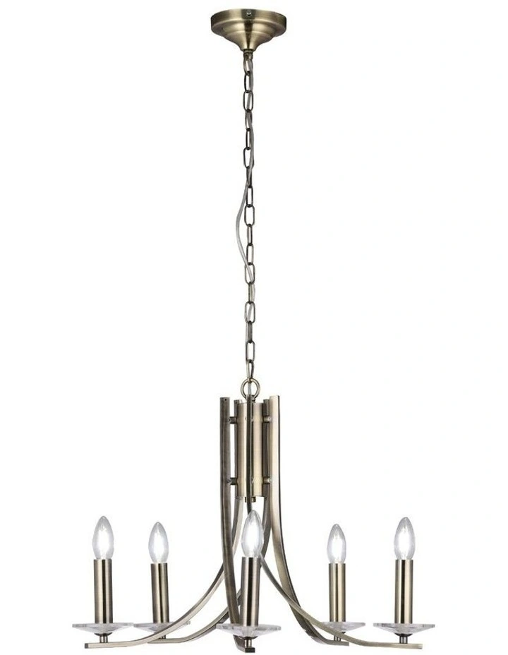 Corrine 5 Light Chandelier Light in Antique Brass image 2