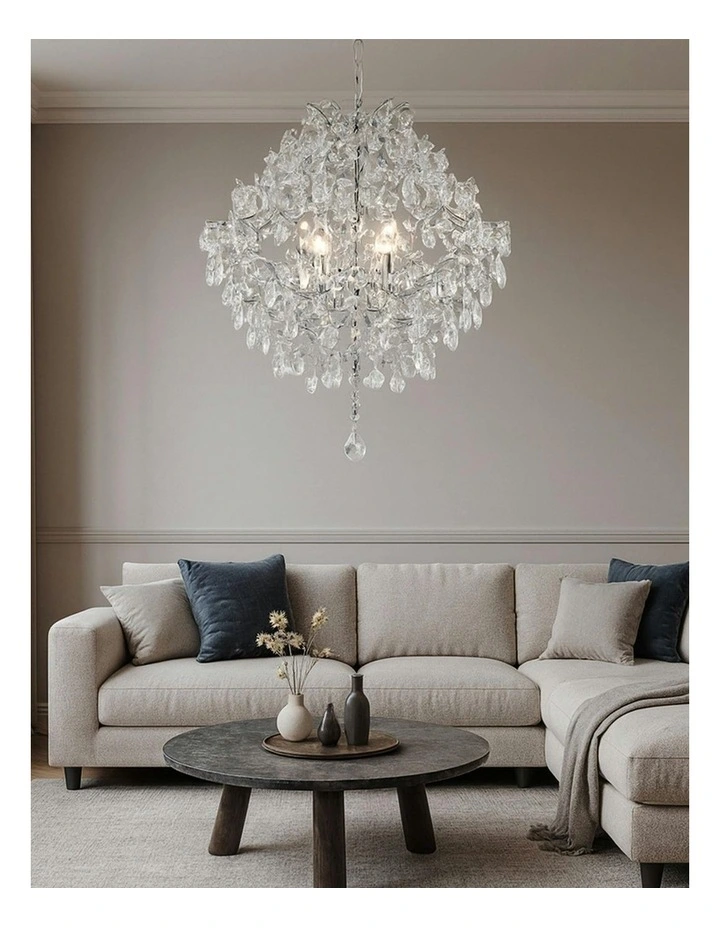 Baroque Chandelier Light Large in Chrome image 4