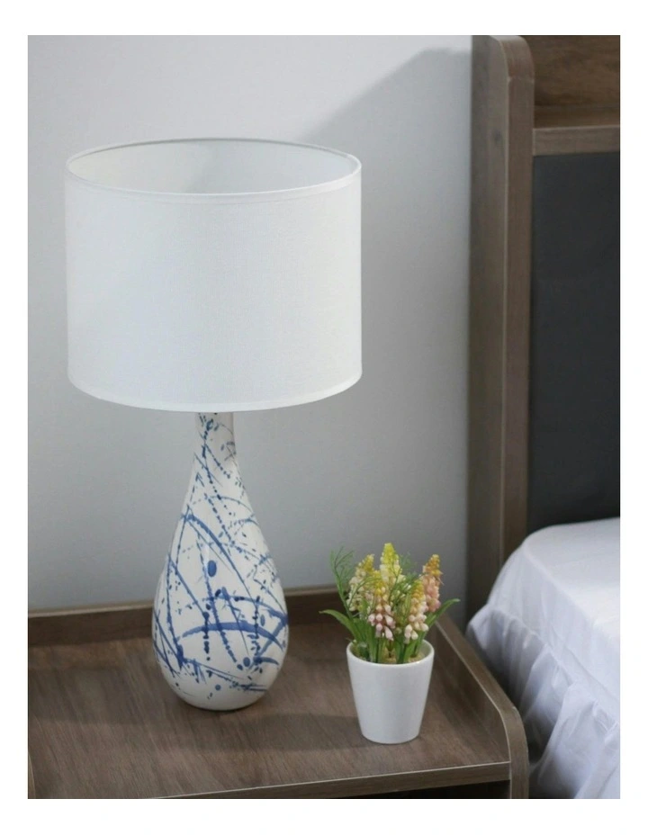 Ashleigh Ceramic Table Lamp in White/Blue image 2