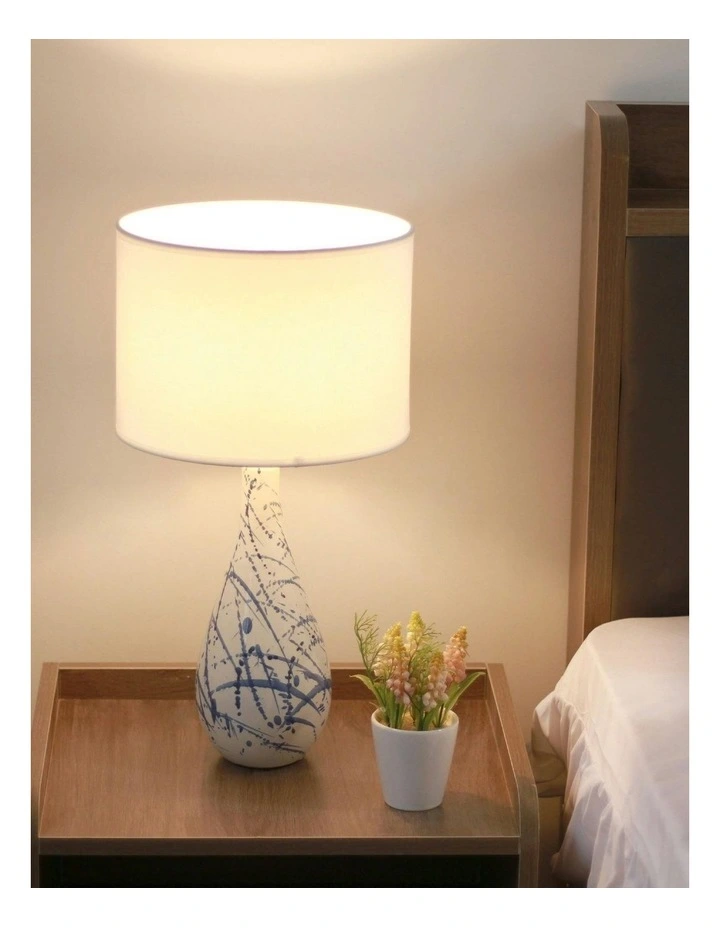 Ashleigh Ceramic Table Lamp in White/Blue image 5