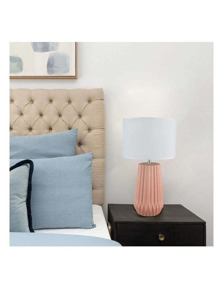 Zora Ceramic Table Lamp in Pink image 2