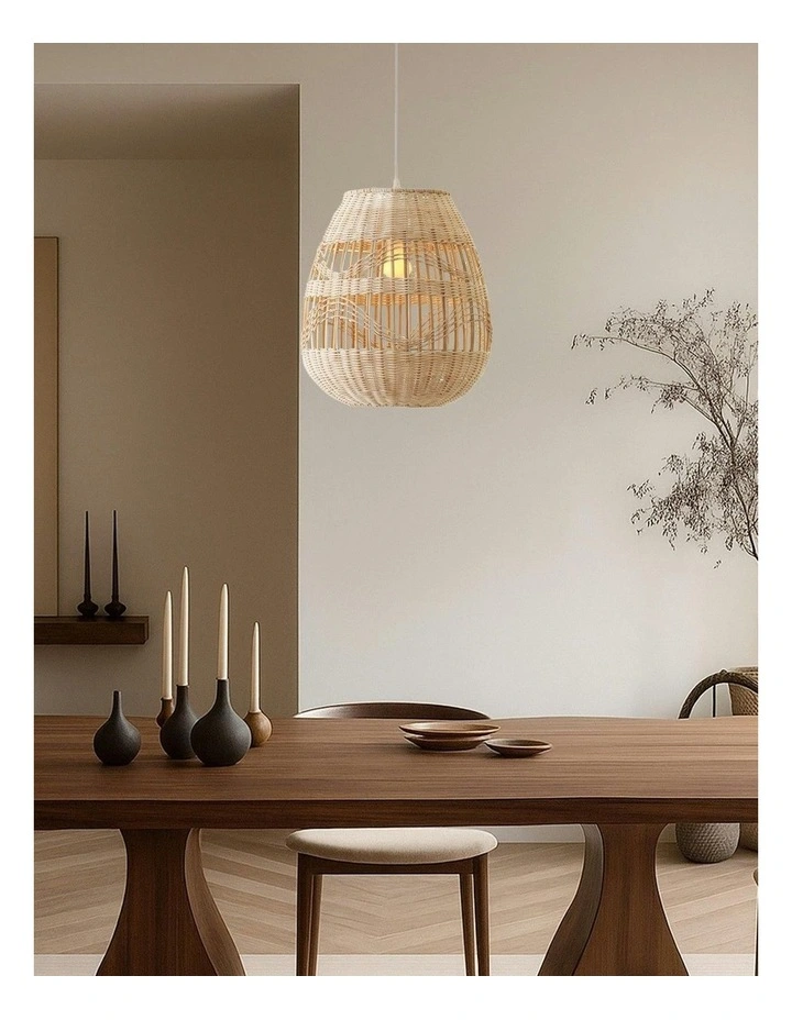 Shiri Rattan Pendant Light Medium in Beige image 3