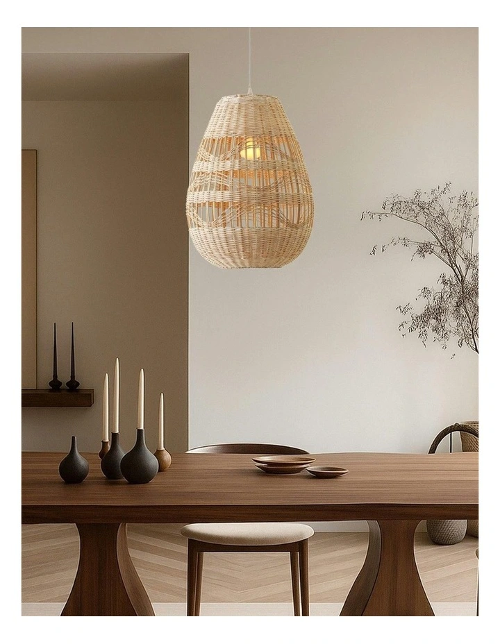 Shiri Rattan Pendant Light Large in Natural image 3