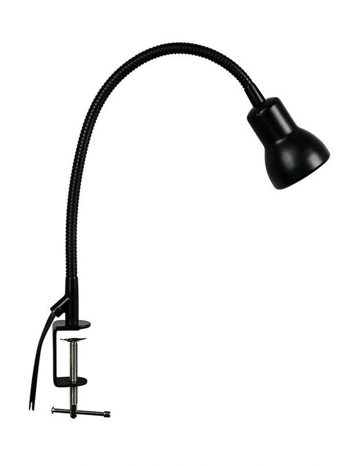 Scope Adjustable Goose-Neck Clamp Table Lamp Satin Black image 1