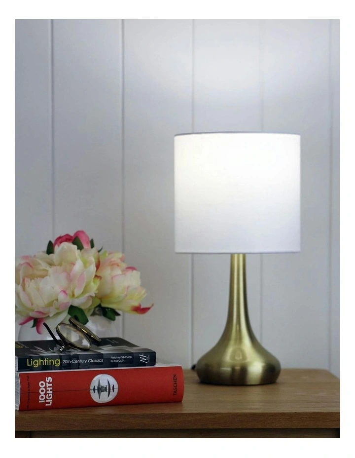 Lola One Light Touch Table Lamp in Antique Brass image 2