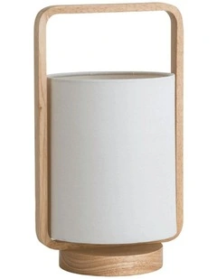 Lucia Timber And Cotton Table Lamp in White