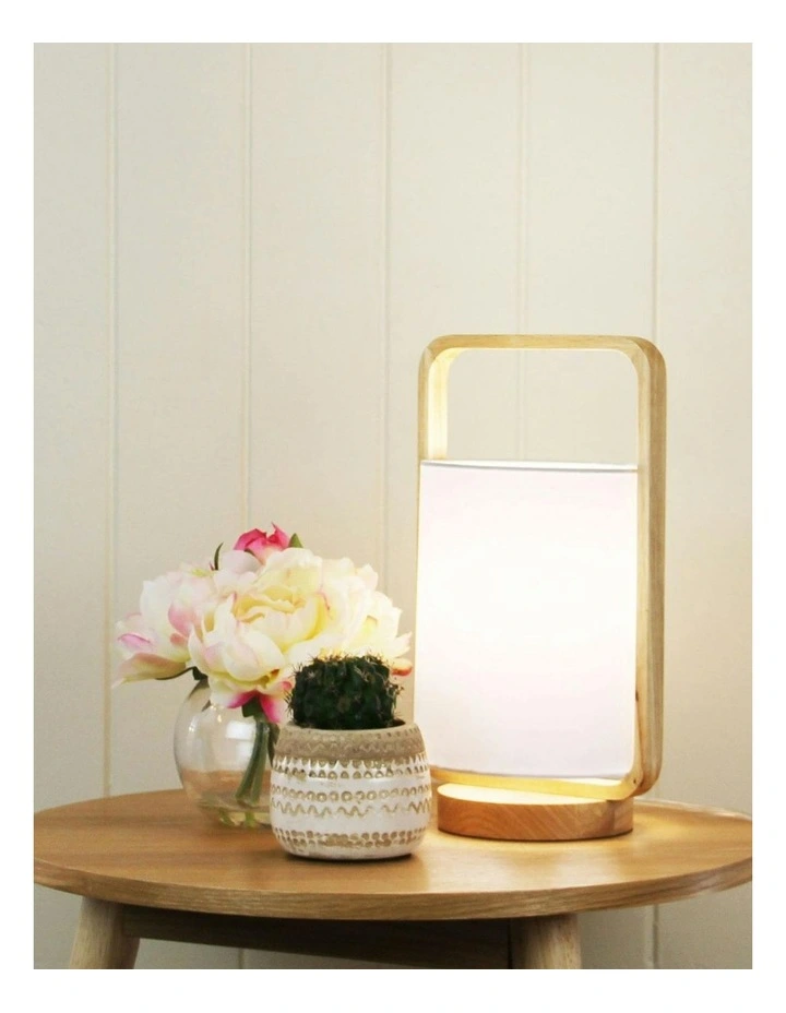Lucia Timber And Cotton Table Lamp in White image 2