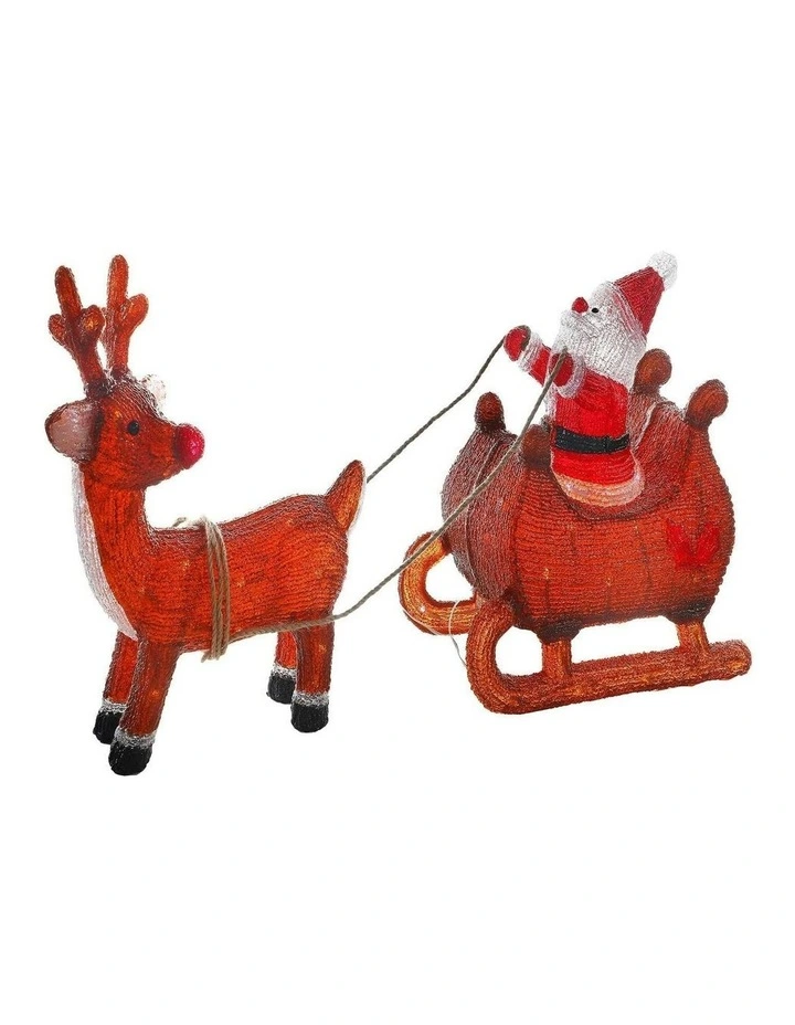Acrylic Santa Sleigh with Reindeer in Red image 1
