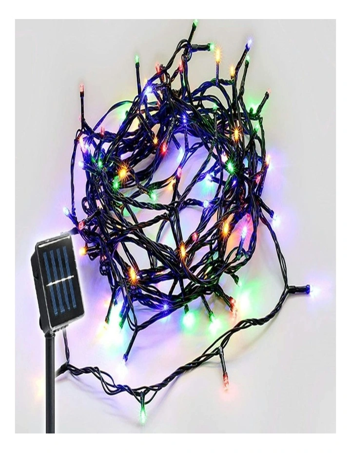 Solar 420 LED Fairy Light Chain Dark Green Cable 4 Colour Options in Multi image 1