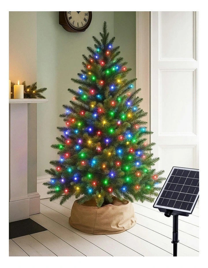 Solar 420 LED Fairy Light Chain Dark Green Cable 4 Colour Options in Multi image 3