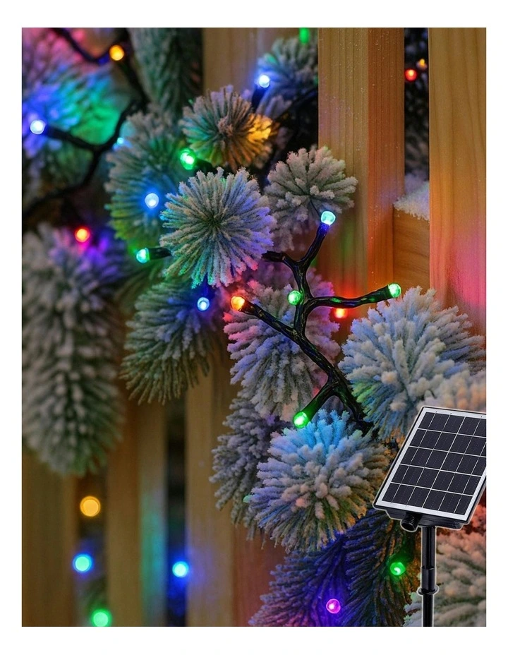 Solar 420 LED Fairy Light Chain Dark Green Cable 4 Colour Options in Multi image 4