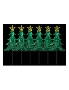 Dual Power Set of 6 LED Tree Stakes in Multi