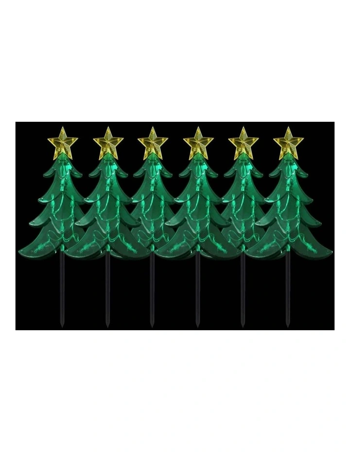 Dual Power Set of 6 LED Tree Stakes in Multi image 1