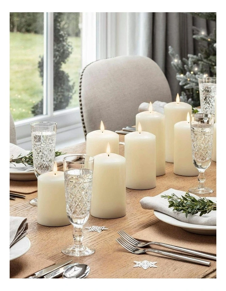 Led Wax Pillar Candles Set Of 2 13cm in Ivory image 2