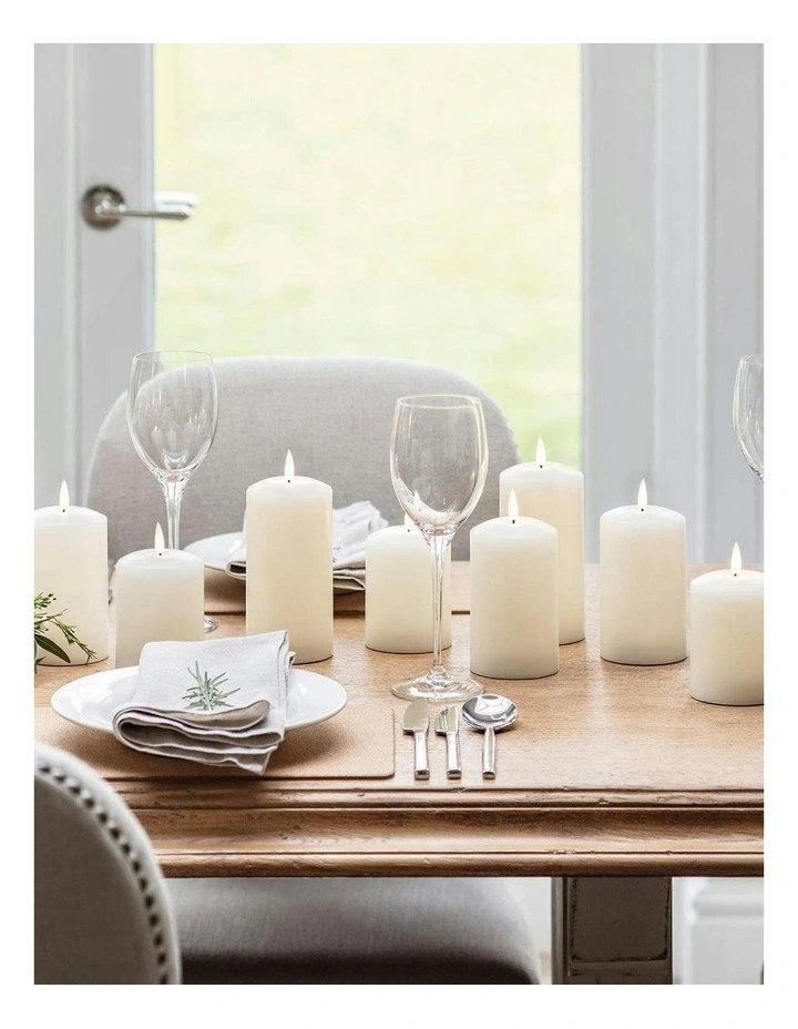 Led Wax Pillar Candles Set Of 2 13cm in Ivory image 4