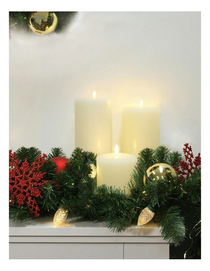 Led Wax Pillar Candles Set Of 2 23.5cm in Ivory image 2