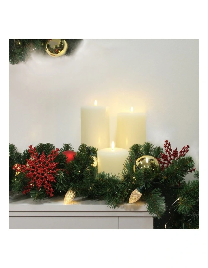 LED 23.5cm Wax Pillar Candles 2-Set in Ivory image 2