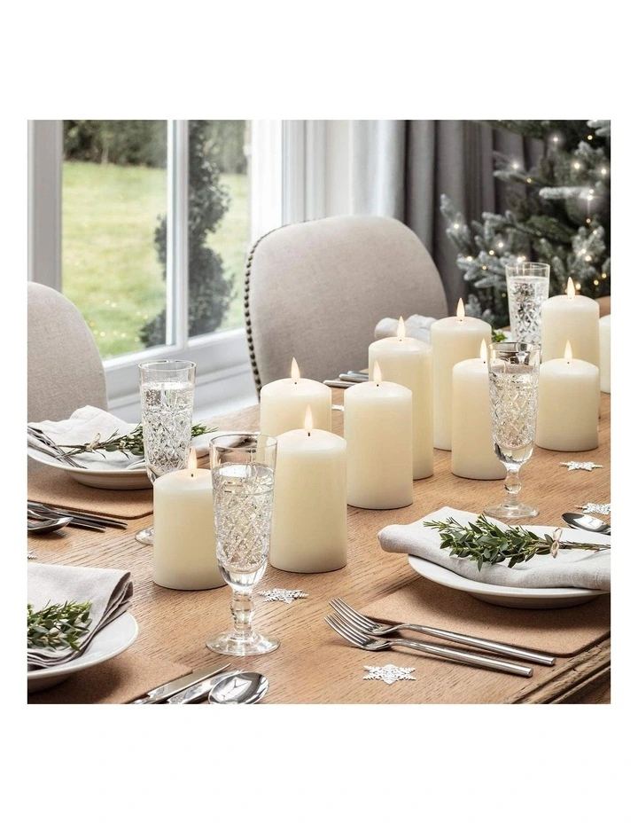 LED 23.5cm Wax Pillar Candles 2-Set in Ivory image 3