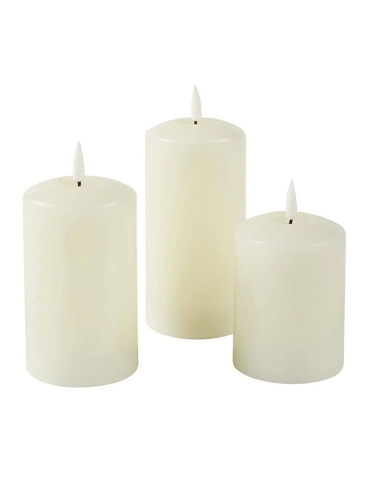 LED 23.5cm Wax Pillar Candles 2-Set in Ivory image 5
