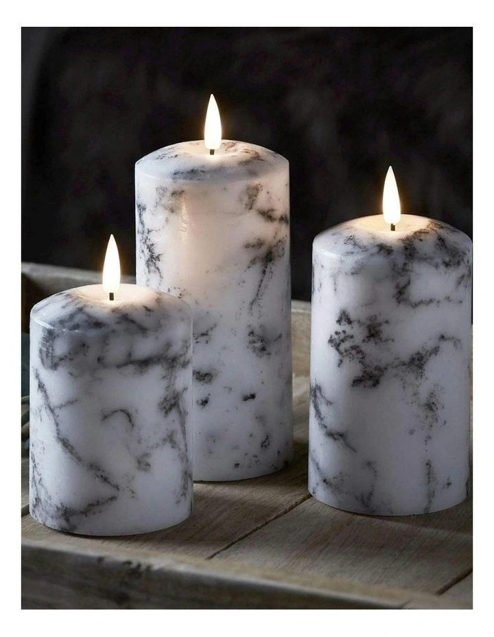Led Wax Pillar Candles Set Of 2 13.5cm in White image 3