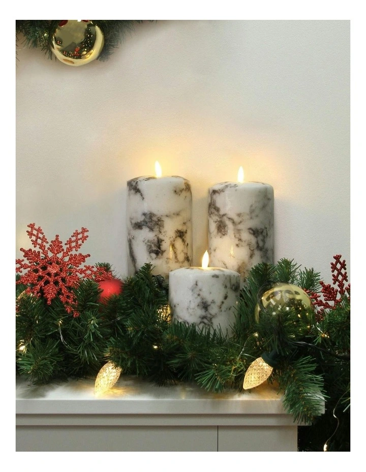 Led Wax Pillar Candles Set Of 2 18cm in White image 2