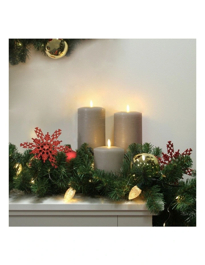 LED 18cm Wax Pillar Candles 2-Set in Grey image 2