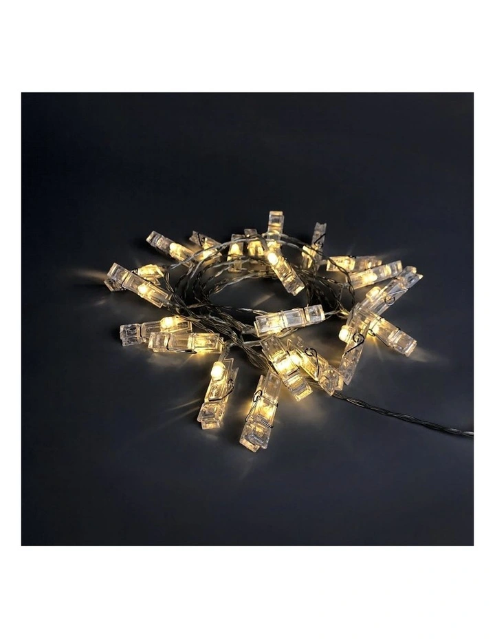 Dual Power 24 Led String Light With Clamps in White image 2