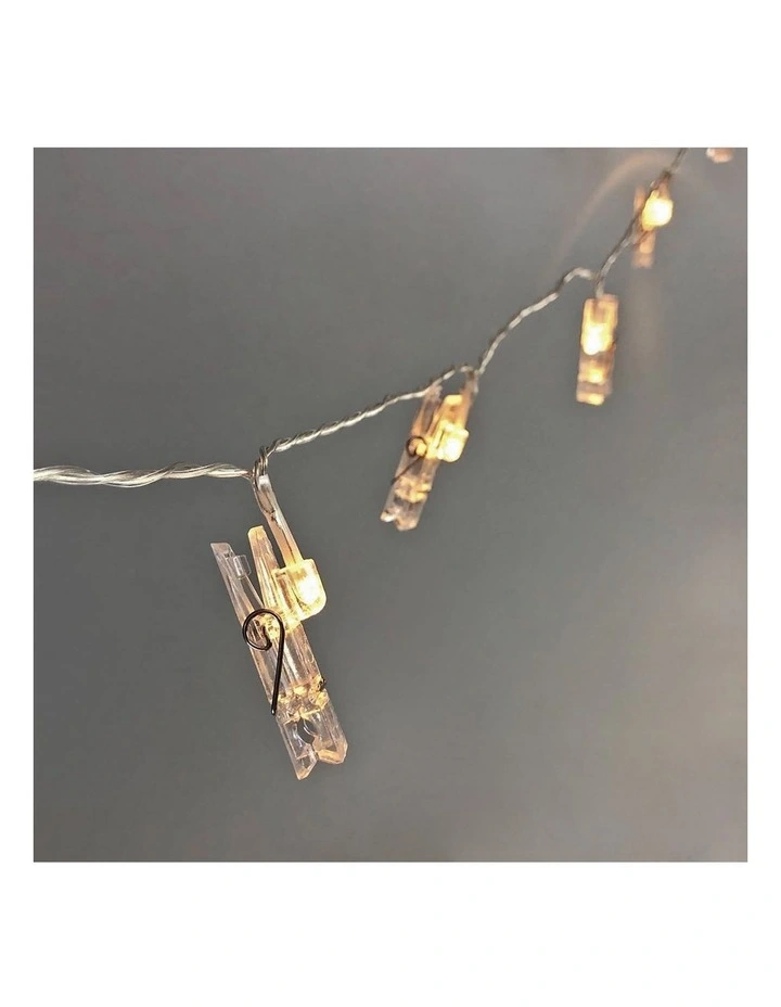 Dual Power 24 Led String Light With Clamps in White image 3