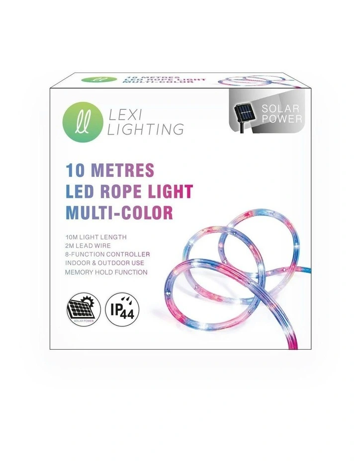 Solar Powered 10m LED Rope Light 4 Colour Options in Multicolour image 2