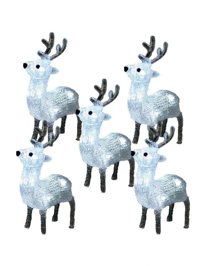 Acrylic Baby Reindeer 5 Pieces Set in White image 2