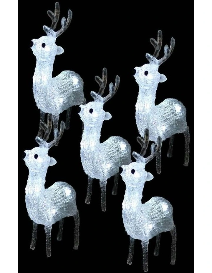 Acrylic Baby Reindeer 5 Pieces Set in White image 3