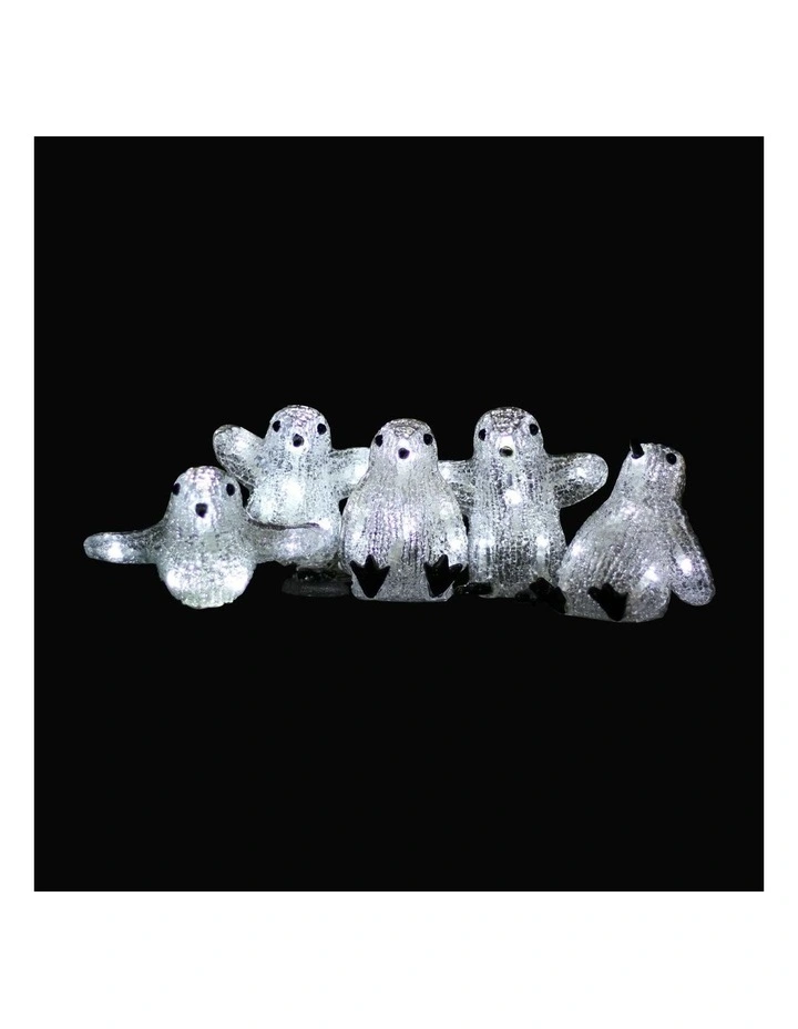 Acrylic Baby Penguin Christmas Lights 5 Pieces Set image 1