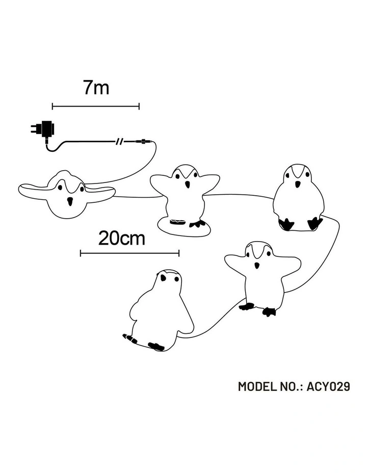 Acrylic Baby Penguin Christmas Lights 5 Pieces Set image 3