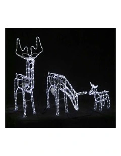 3D Illuminated Led Reindeer Family Light With Motor in Black