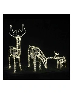 3D Illuminated LED Reindeer Family with Motor