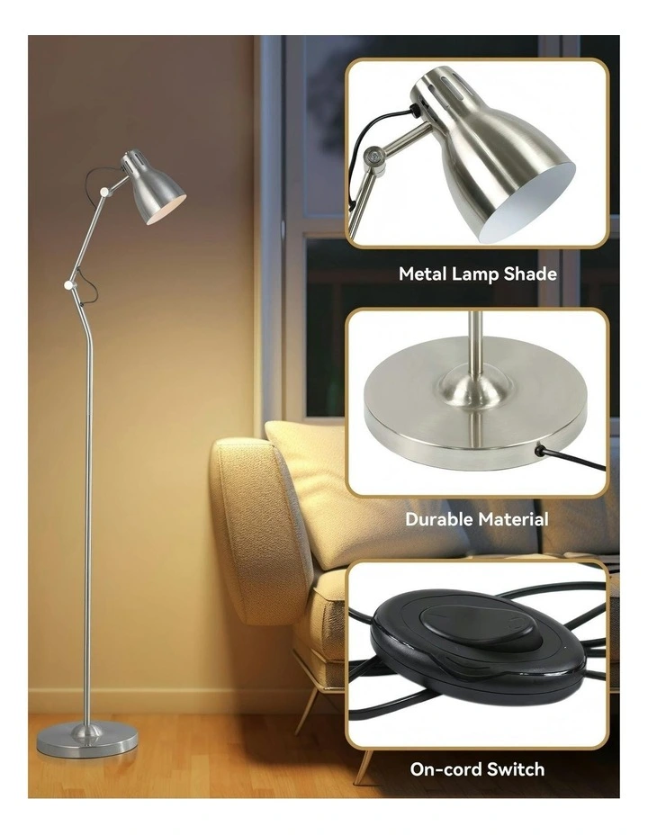Nord Metal Floor Lamp in Satin Chrome image 3