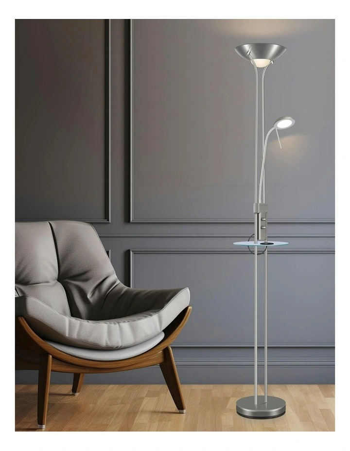 Seed USB LED Mother & Child Floor Lamp in Satin Chrome image 3