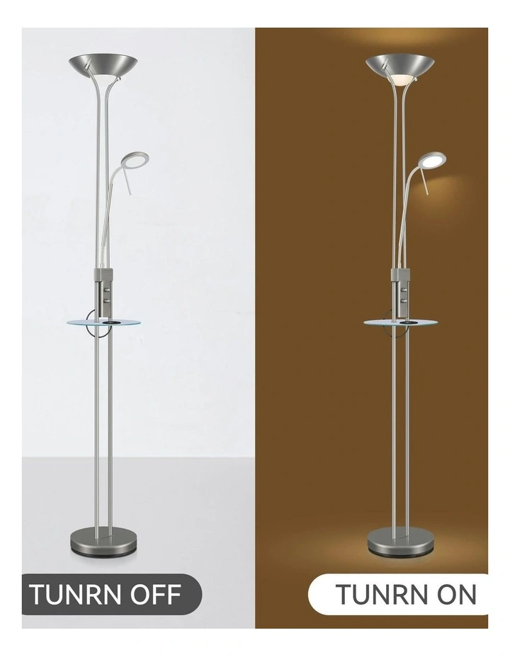 Seed USB LED Mother & Child Floor Lamp in Satin Chrome image 4