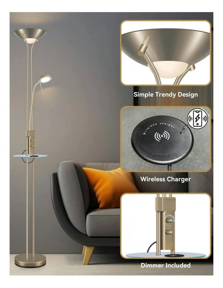 Seed USB LED Mother & Child Floor Lamp in Antique Brass image 3