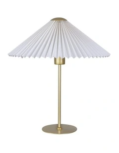 Peck Pleated Table Lamp in Gold/White