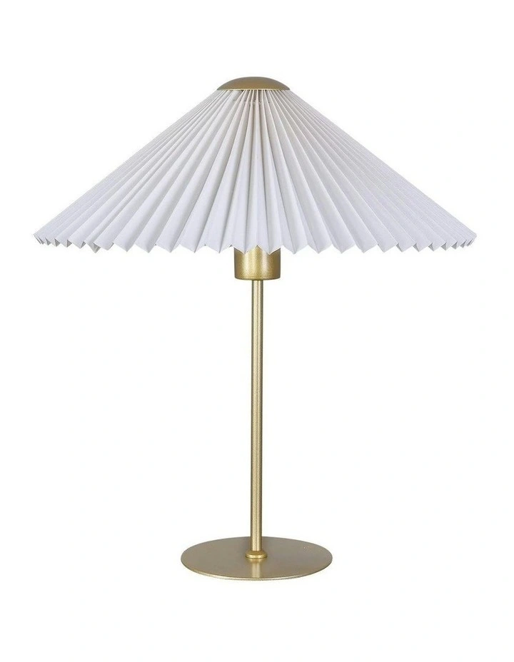 Peck Pleated Table Lamp in Gold/White image 1