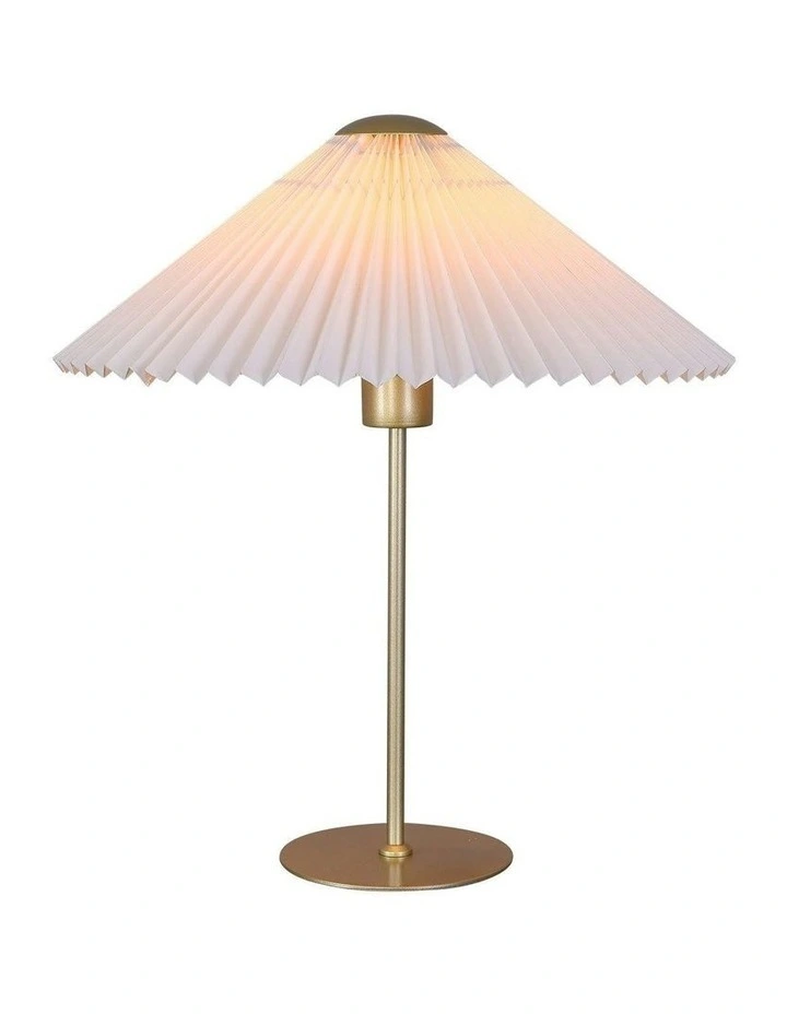 Peck Pleated Table Lamp in Gold/White image 2