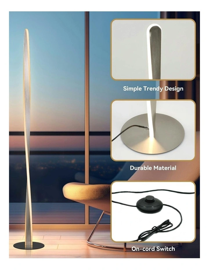 Enhalus LED Floor Lamp in Brushed Chrome image 3